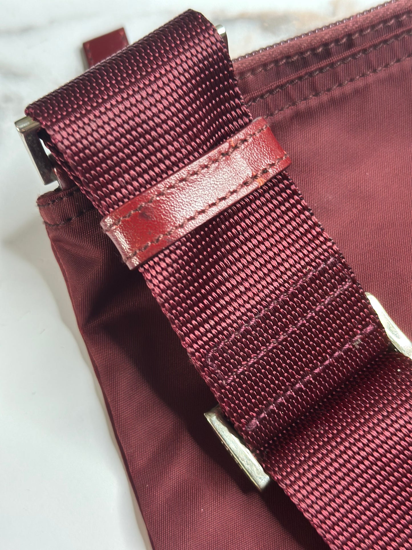 Pre-owned Prada Nylon burgundy large crossbody