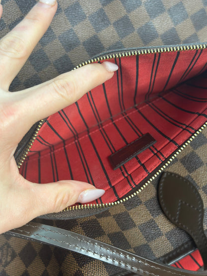 Pre-owned Louis Vuitton Damier Ebene neverfull GM w/pouch tote