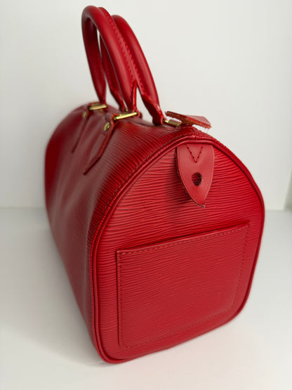 Pre-owned Louis Vuitton Castilian Red EPI Speedy 25