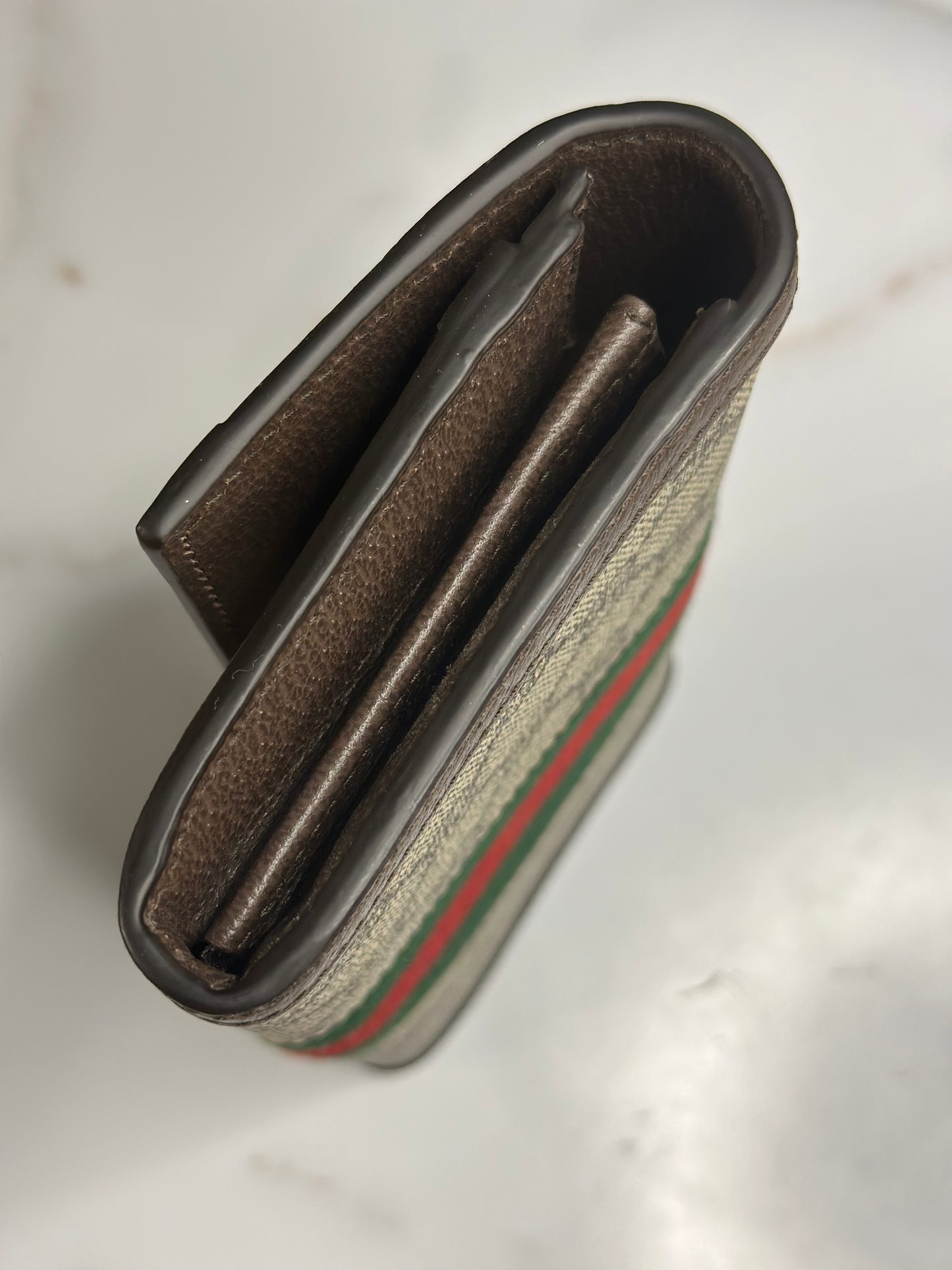 Pre-owned Gucci GG Ophidia supreme canvas continental wallet